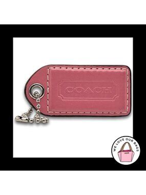 COACH Y2K VINTAGE Hang Tag Bag 3" Charm Keychain Fob Pink Leather Nickel XL